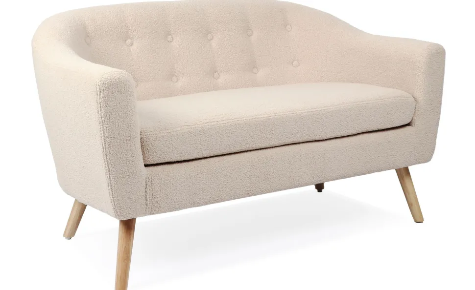 Canapé 2 places style scandinave Savoy Tissu Bouclette Beige