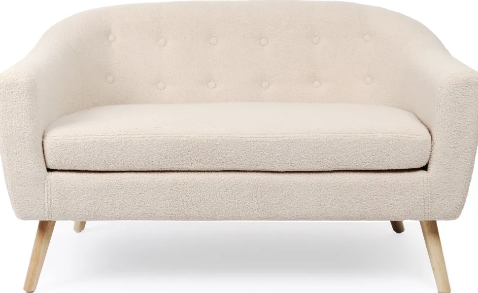 Canapé 2 places style scandinave Savoy Tissu Bouclette Beige