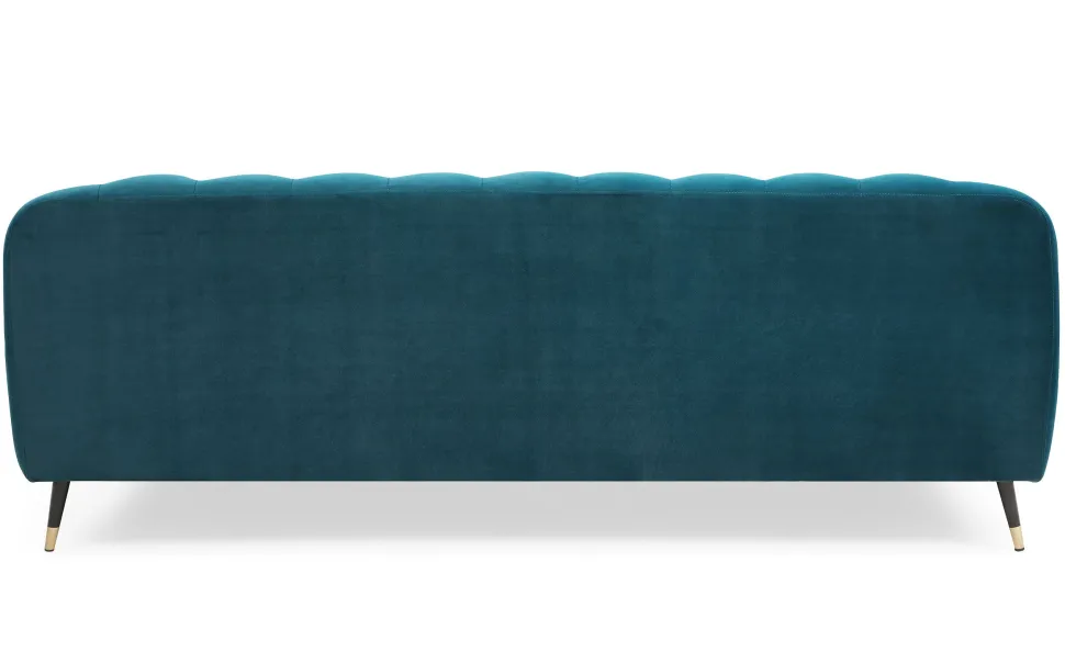 Canapé capitonné 3 places style boudoir Glams Velours Bleu canard