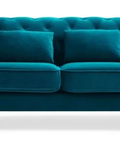 Canapé capitonné 2 places style boudoir Glams Velours Bleu canard