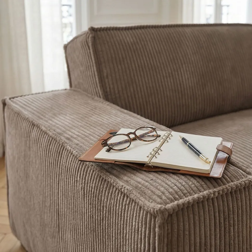 Canapé clic-clac 3 places Roger Velours côtelé Taupe