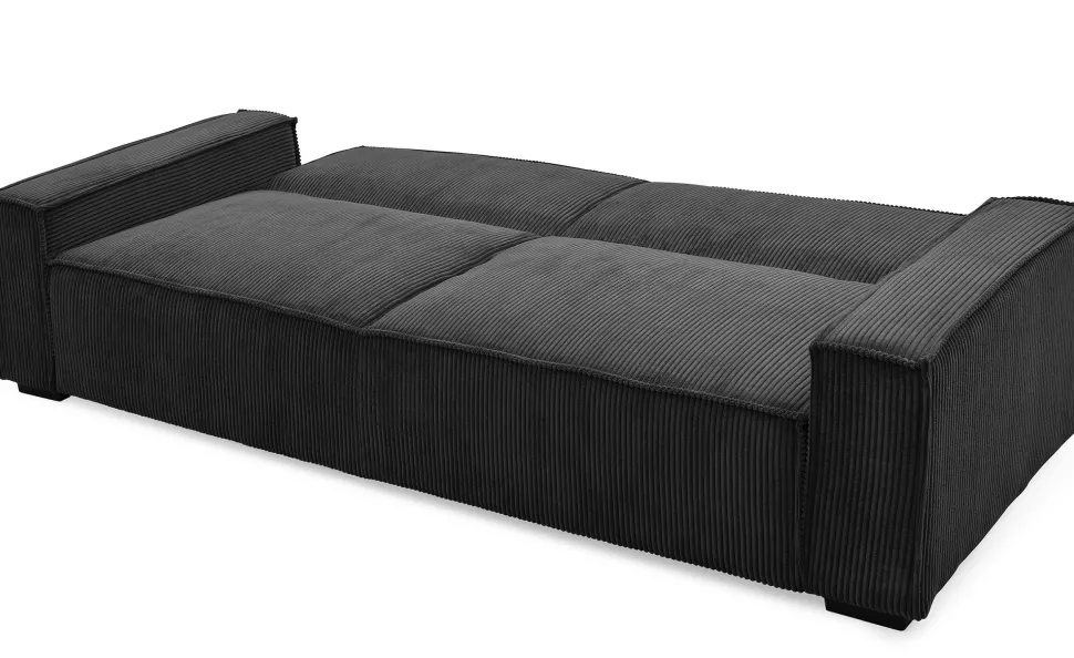Canapé clic-clac 3 places Roger Velours côtelé Noir