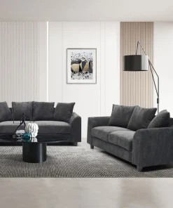 Canapé contemporain 2 places Mozart Velours côtelé Gris foncé