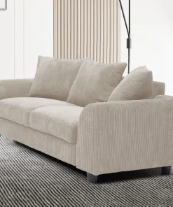 Canapé contemporain 2 places Mozart Velours côtelé Beige