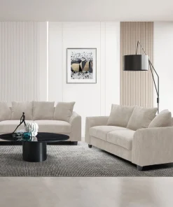 Canapé contemporain 2 places Mozart Velours côtelé Beige