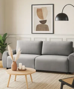 Canapé convertible 3 places Traviata Velours Gris