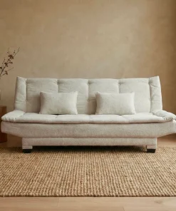 Canapé convertible 3 places Lefkada Tissu texturé Beige