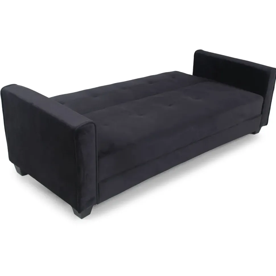 Canapé convertible 3 places Clayton Velours Noir