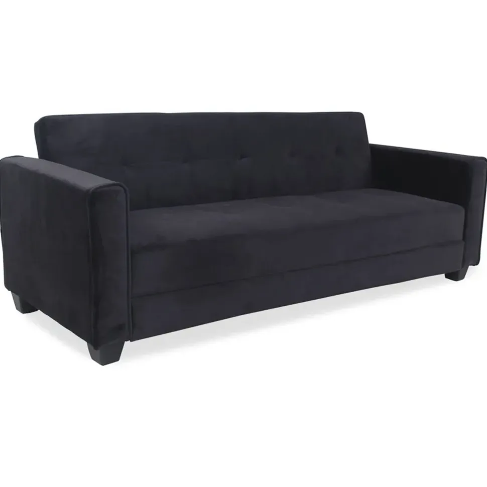 Canapé convertible 3 places Clayton Velours Noir