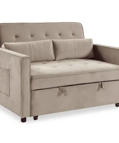 Canapé convertible 2 places Komaria Velours Beige