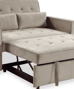 Canapé convertible 2 places Komaria Velours Beige
