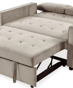 Canapé convertible 2 places Komaria Velours Beige