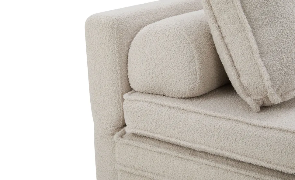 Canapé convertible 2 places Komaria Tissu bouclette Crème