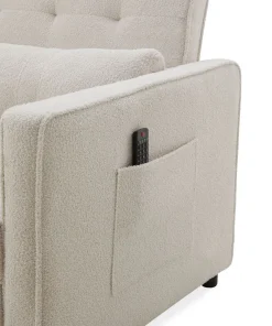 Canapé convertible 2 places Komaria Tissu bouclette Crème