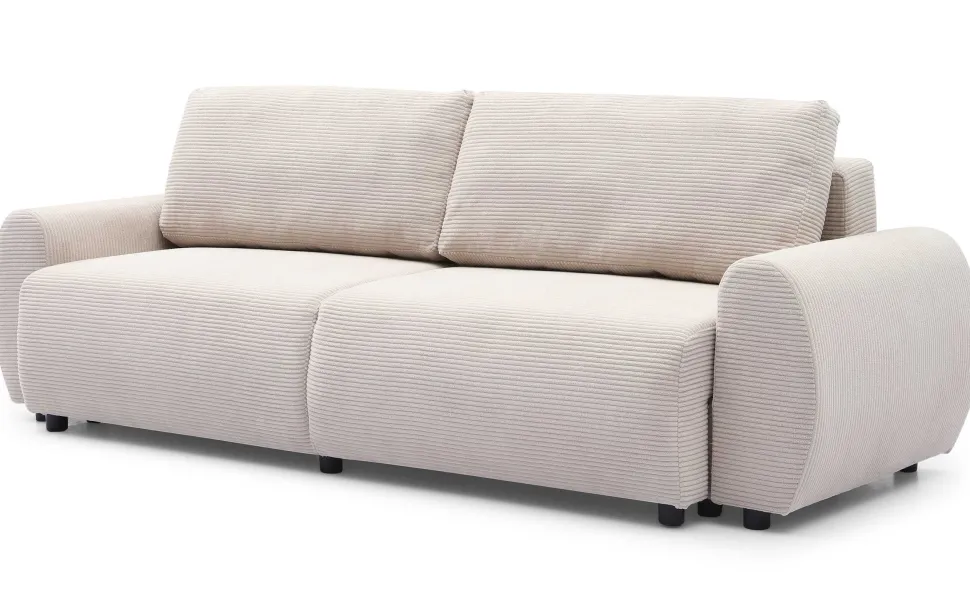 Canapé convertible 3 places Traviata Velours côtelé Beige
