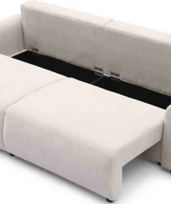 Canapé convertible 3 places Traviata Velours côtelé Beige