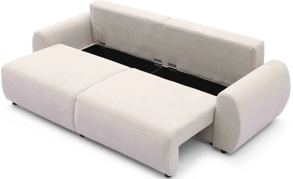 Canapé convertible 3 places Traviata Velours côtelé Beige