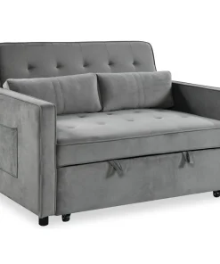 Canapé convertible 2 places Komaria Velours Gris