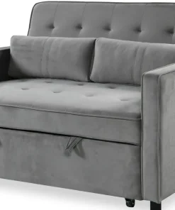Canapé convertible 2 places Komaria Velours Gris