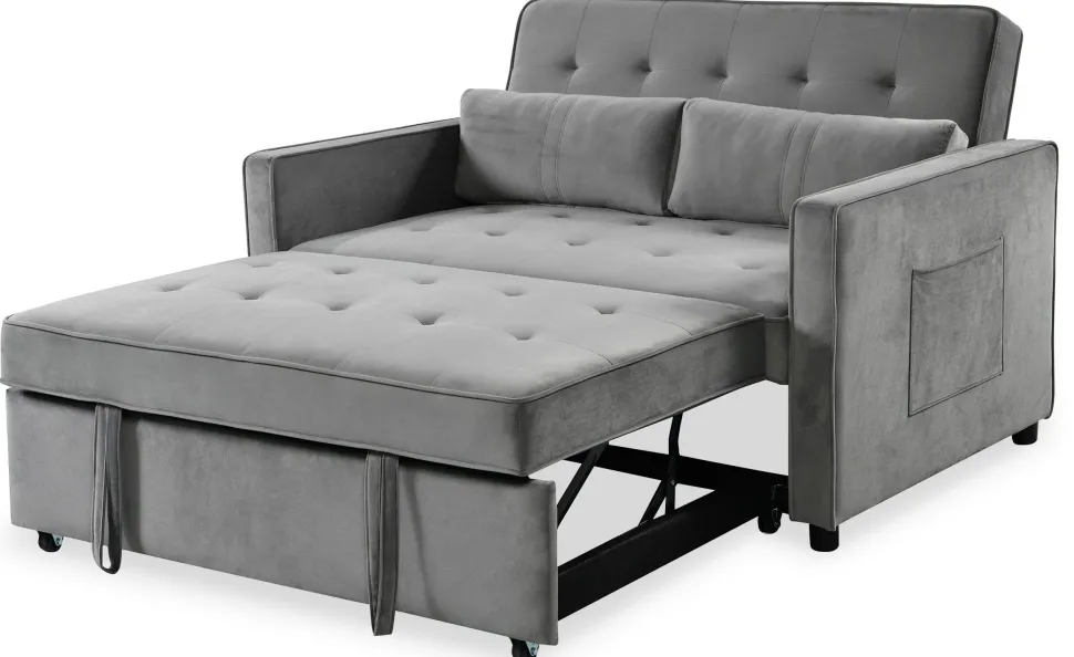 Canapé convertible 2 places Komaria Velours Gris