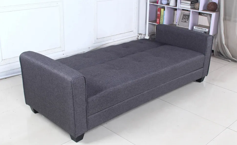 Canapé convertible 3 places Clayton Tissu Gris foncé