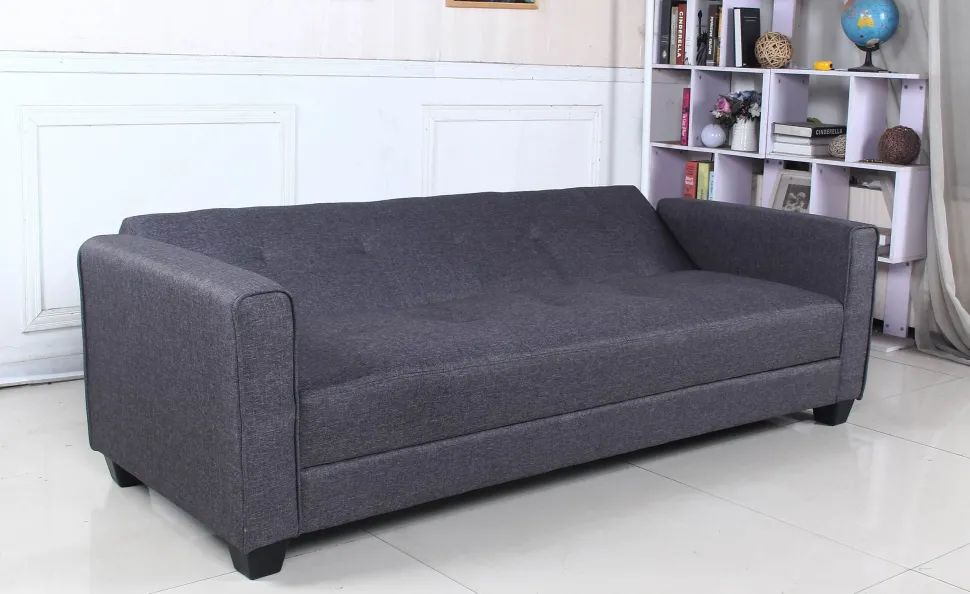 Canapé convertible 3 places Clayton Tissu Gris foncé