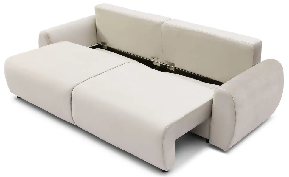 Canapé convertible 3 places Traviata Velours Beige