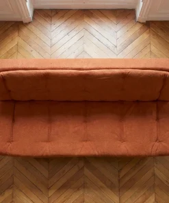 Canapé convertible 3 places Lefkada Tissu texturé Orange terracotta