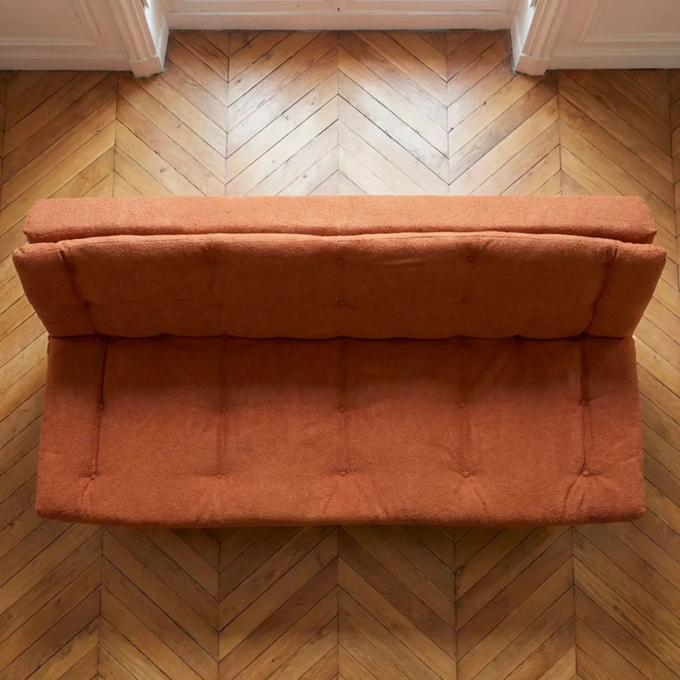 Canapé convertible 3 places Lefkada Tissu texturé Orange terracotta