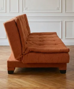 Canapé convertible 3 places Lefkada Tissu texturé Orange terracotta