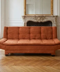Canapé convertible 3 places Lefkada Tissu texturé Orange terracotta