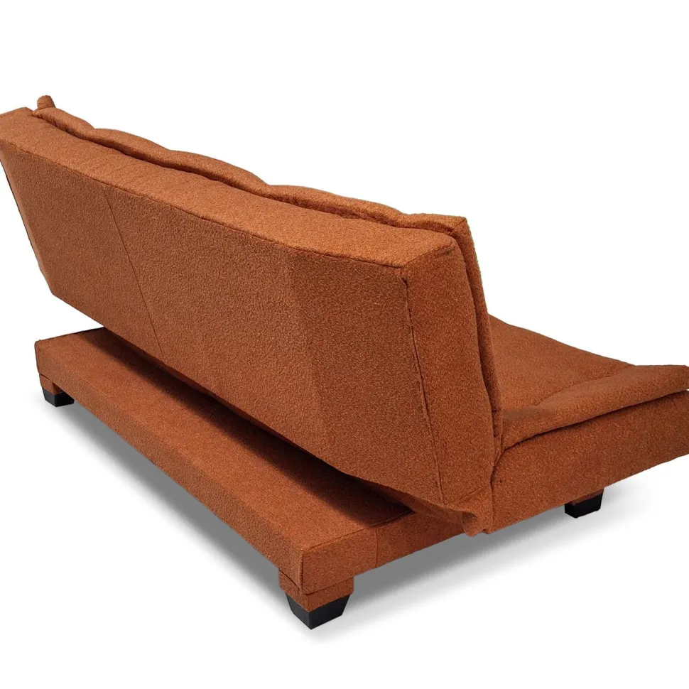 Canapé convertible 3 places Lefkada Tissu texturé Orange terracotta