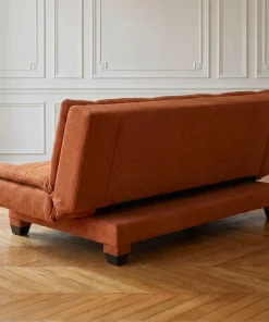 Canapé convertible 3 places Lefkada Tissu texturé Orange terracotta