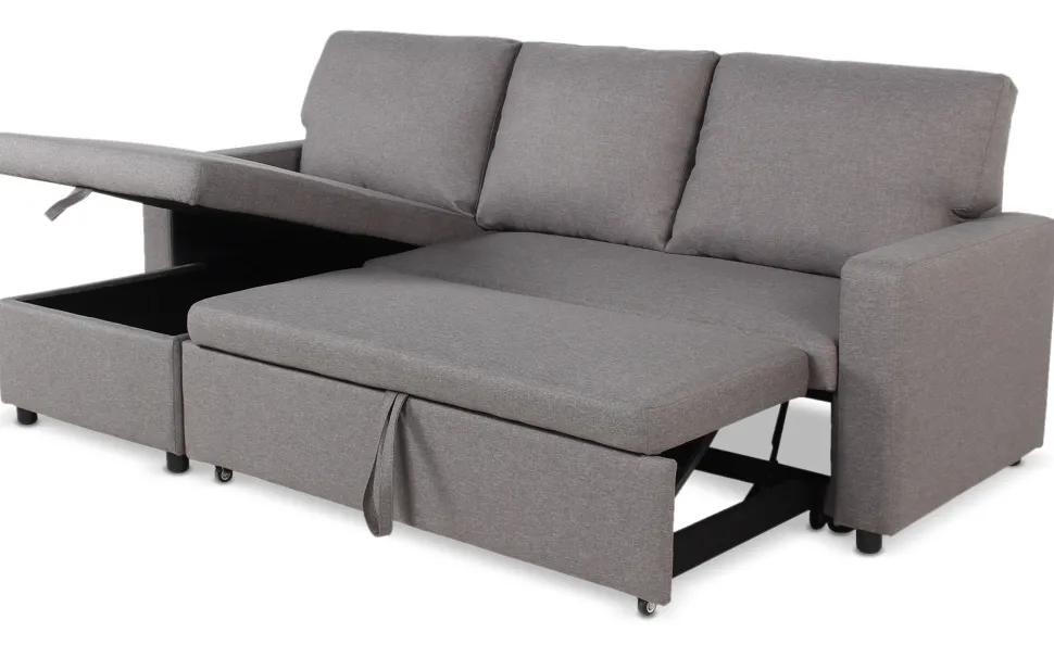 Canapé convertible avec angle réversible Baleares Tissu Gris clair