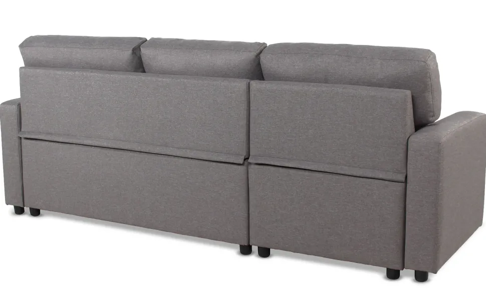 Canapé convertible avec angle réversible Baleares Tissu Gris clair