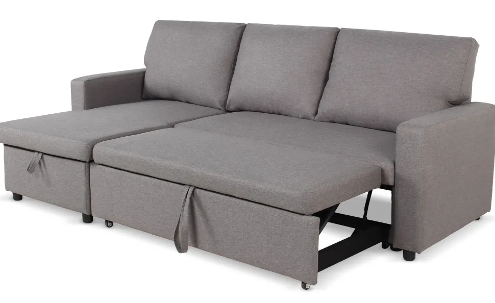 Canapé convertible avec angle réversible Baleares Tissu Gris clair