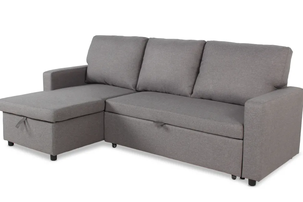 Canapé convertible avec angle réversible Baleares Tissu Gris clair