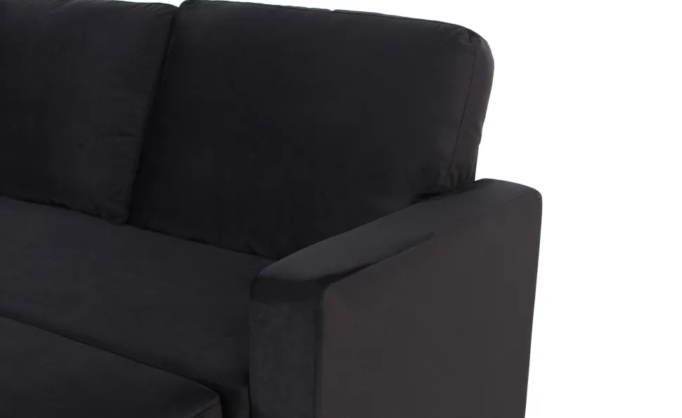 Canapé convertible avec angle réversible Baleares Velours Noir