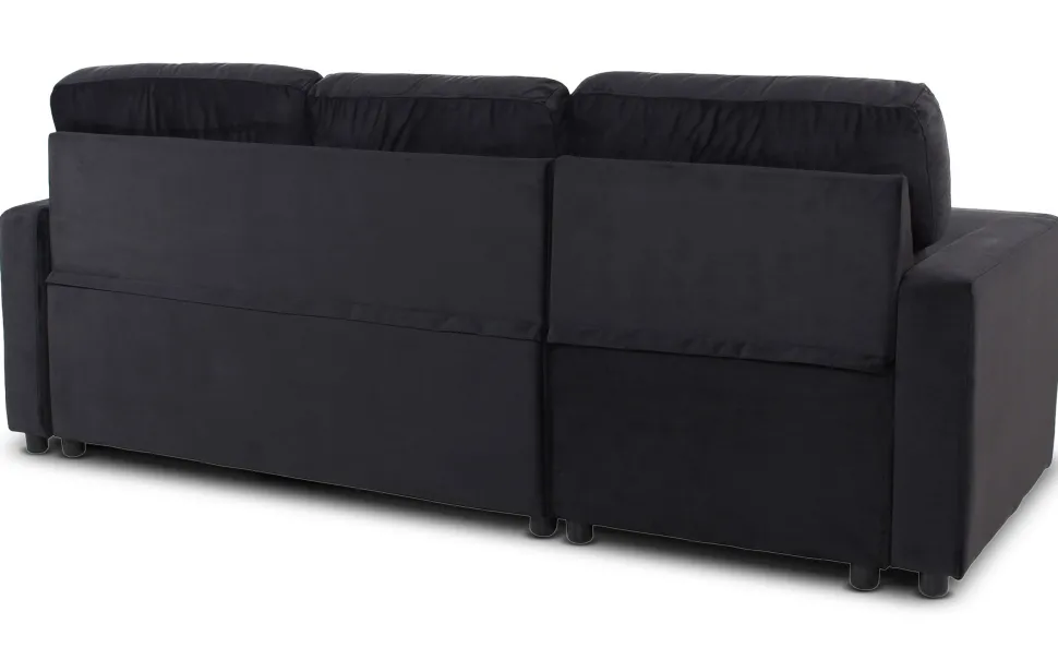 Canapé convertible avec angle réversible Baleares Velours Noir
