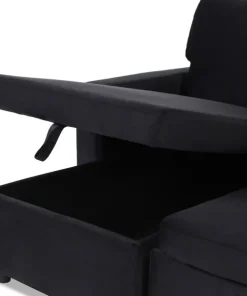Canapé convertible avec angle réversible Baleares Velours Noir