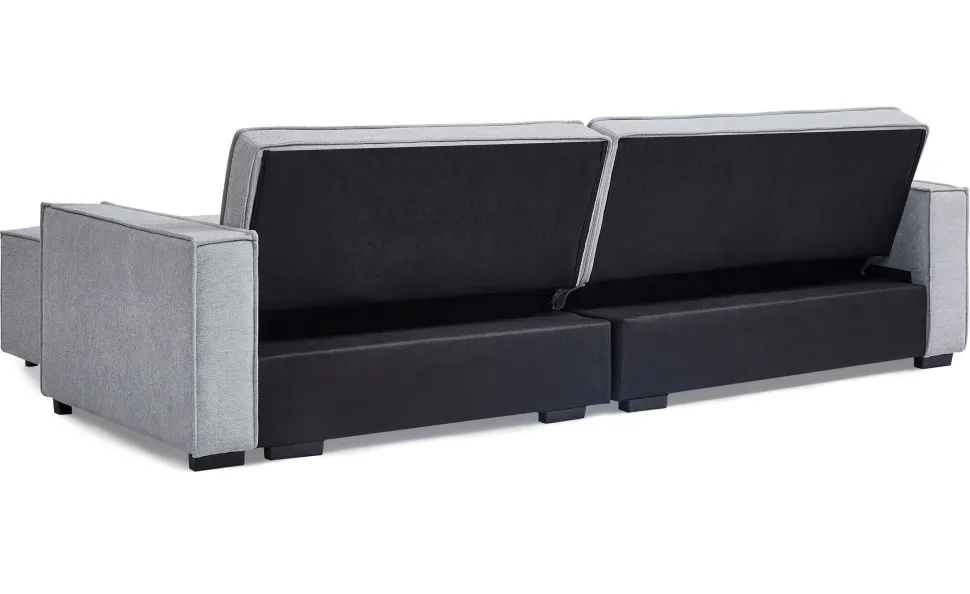 Canapé convertible cic-clac avec angle réversible Pikado Tissu effet lin Gris clair