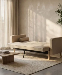 Canapé convertible clic-clac scandinave Slow Tissu Beige