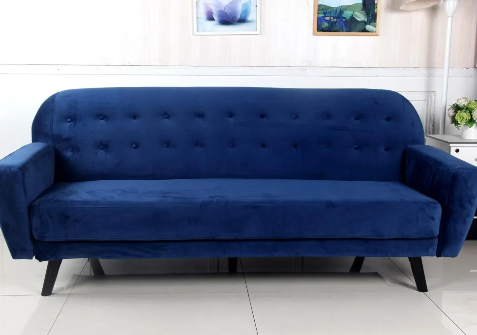 Canapé convertible clic-clac scandinave Helios velours Bleu