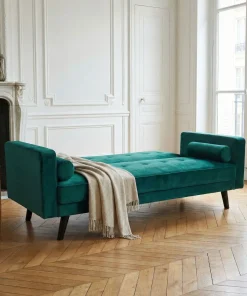 Canapé convertible clic-clac scandinave Slow Velours Vert