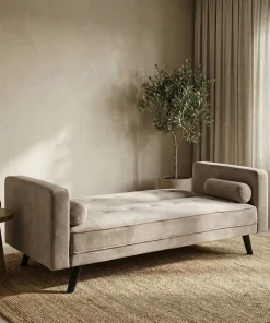Canapé convertible clic-clac scandinave Slow Velours Taupe