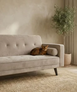 Canapé convertible clic-clac scandinave Slow Velours Taupe