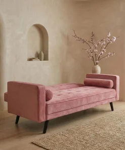 Canapé convertible clic-clac scandinave Slow Velours Rose