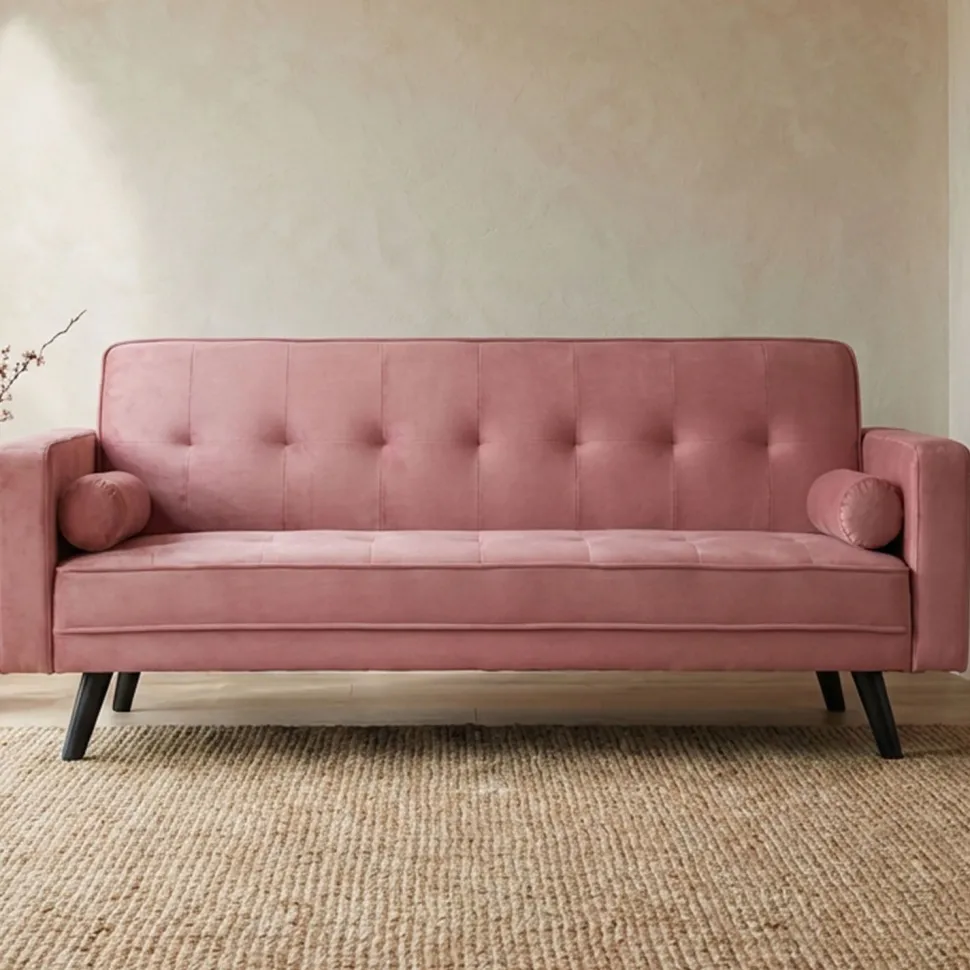 Canapé convertible clic-clac scandinave Slow Velours Rose