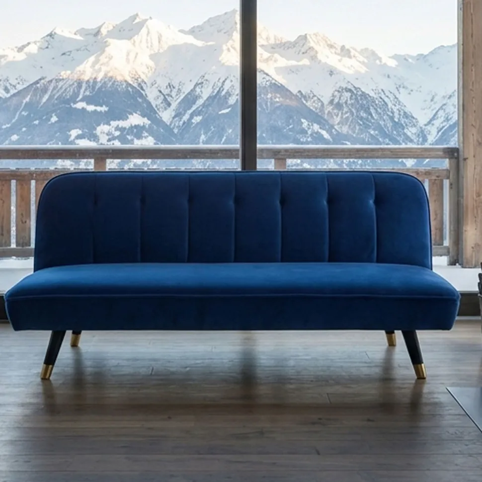 Canapé convertible clic-clac Olympia Velours Bleu