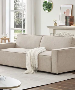 Canapé convertible clic-clac 3 places Pikado Tissu effet lin Taupe clair
